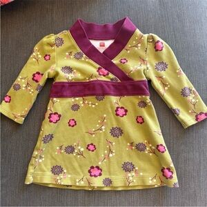 Tea Collection Green and Purple Floral Kids Top